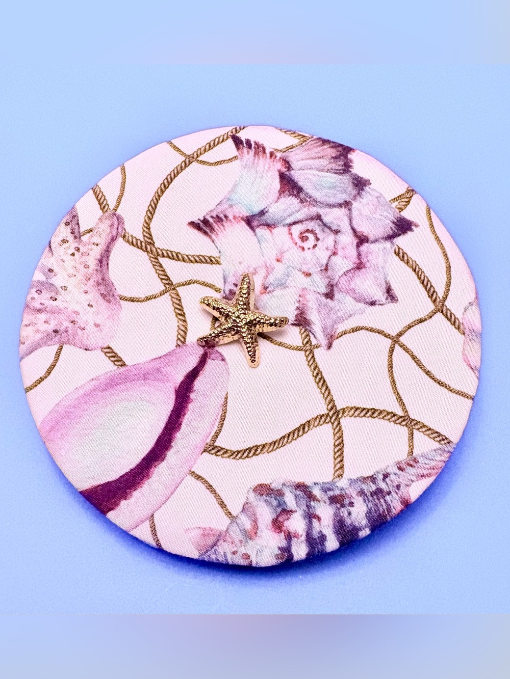 Handmade Fan Card/Helping Hand Organizer for Card Players - Seashell Fabric Qty1